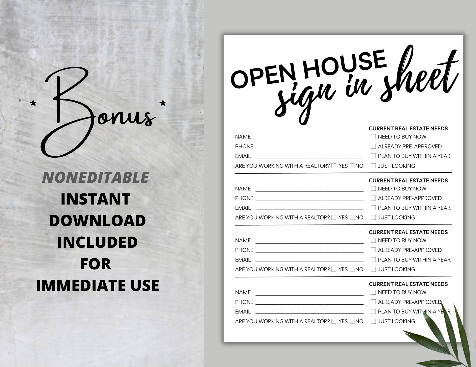 Open House Sign-in Sheet | Editable Canva Template for Real Estate ...