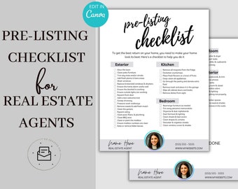 DIY Pre-Listing Checklist for Home Sellers, Real Estate Home Selling Checklist, Canva Template, Printable Checklist, Home Seller Checklist