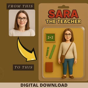 Retrato de figura de acción personalizado: Convierte tu foto en un personaje de Toy Box (descarga digital)