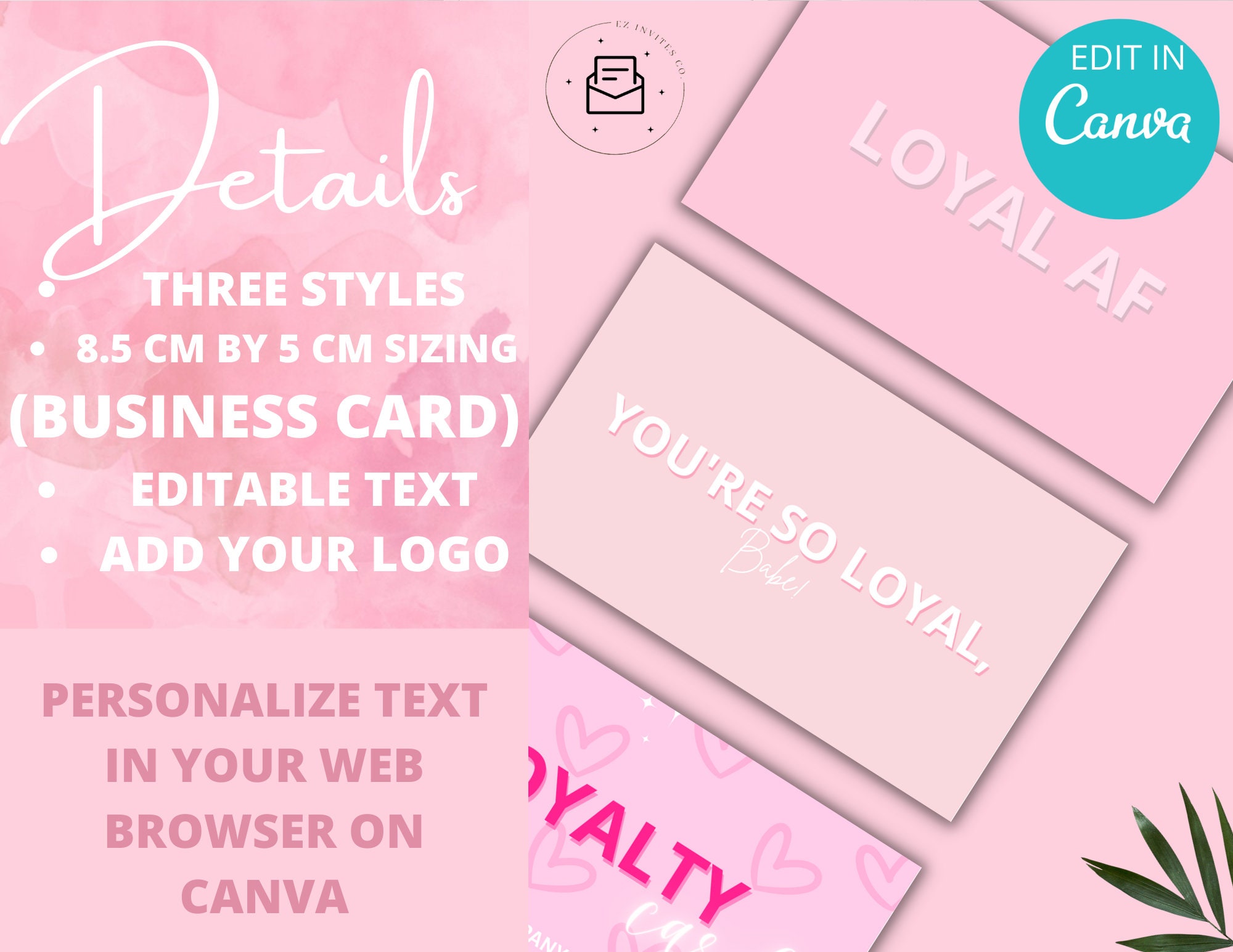 Editable Loyalty Card Template | Canva Rewards Card for Lash Tech or ...