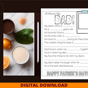 Father's Day Printable: All About My Dad, Instant Download for a ...