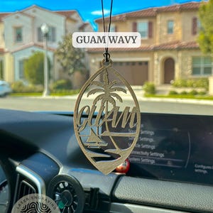 Maple Wood Guam Ornament | Guam Seal Wood Car Charm | Guam Rear View Decor | Hafa Adai Car Charm | Guam Gifts | Car Charm | Holiday Ornament image 3