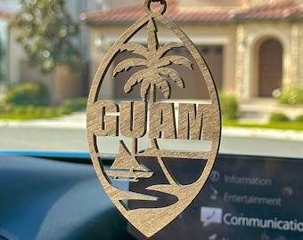 Walnut Wood Guam Ornament | Guam Wood Car Charm | Guam Rear View Decor | Hafa Adai Car Charm | Guam Gifts | Car Charms | Holiday Ornament