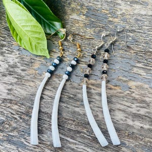 Smooth dentalium shell earrings/Native made earrings/Indigenous made earrings