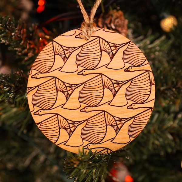 Christmas Goose Tessellation Ornament - Customizable and Eco-Friendly