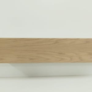 May include: A light wood shelf with a natural finish. The shelf is rectangular and has a smooth surface.