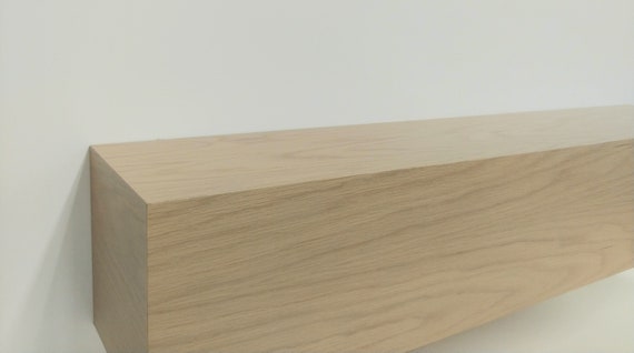 White oak mantel, floating mantel with heavy duty bracket
