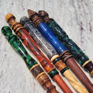 Handcrafted Hardwood Wands: Unique Polyacrylic Handles, Magic, Witch, Wizard, Cosplay