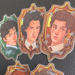 Vol 1 Marauders HP Character Stickers - James, Lily, Remus, Sirius, and Reggie - Matte/Reflective Stickers