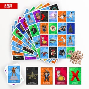 Loteria del Chuco v. 2024 (Revised 2024 Version) FULL SIZE game - Mexican Bingo Card Game w/ 60 Calling Cards de Tejas