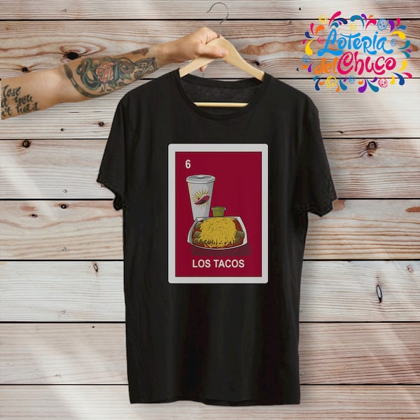 Loteria del Chuco « Los Tacos » Chicos -Mexican Bingo Style Graphic Tee T-Shirt - Premium Ringspun Cotton