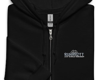 Ruhrpott Unisex Zip Hoodie – Embroidered Heavy Blend Hoodie "Born on Coal" – Fleece Hoodie with Zipper & Kangaroo Pockets