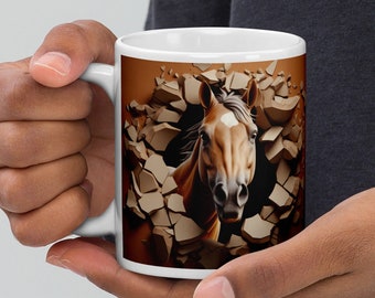 Ceramic mug with 3D print: Brown Horse - The perfect gift for coffee lovers and riders!