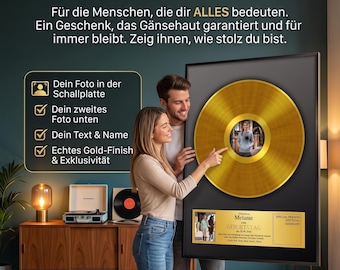 Personalized Gold Record • Poster with Photo • Birthday Gift for Music Lovers • Award Picture • Musician Gift for Men and Women
