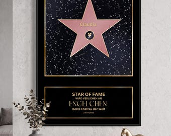 Digital File Star of Fame • Personalized Hollywood Star • Last Minute Gift for Women • Walk of Fame Poster • Printable Award
