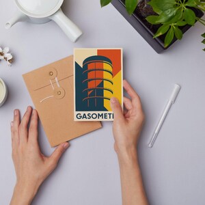 Postkarte „Gasometer“ – Bauhaus Stil | A6 Architekturkarte | Ruhrpott Wahrzeichen | Minimalistisches Design | Made in Germany