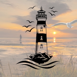 Vuurtoren & Meeuwen Vinyl Sticker – Camper | Caravan decoratie | Maritieme sticker | Muursticker auto sticker | Camper Boot Venster
