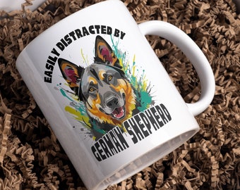 Cup with German Shepherd made of ceramic; gift idea for dog lovers, owners, also available as a 40 x 40 cm cushion