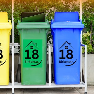 3er Set Premium personalisierte Mülltonne Aufkleber Personalisierte  Mülltonnen-Nummern Wasserfeste Mülltonne Hausnummern - .de