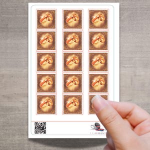 Stickerbogen Hochzeitsbriefmarken – 15 Aufkleber mit Ringen für Einladung, Umschlag, Hochzeitspost & DIY Karten zur Trauung