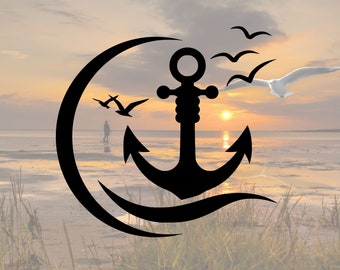 Nautical Anchor Vinyl Sticker – Car, Motorcycle, Helmet, Boat – Multicolored 1 thumbnail image