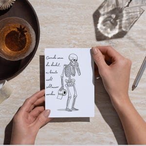 Funny Toilet Poster | Skeleton "It couldn't get any worse" | Bathroom Decor Quote | Premium Paper A6 A5 A4 | Black and White image 2