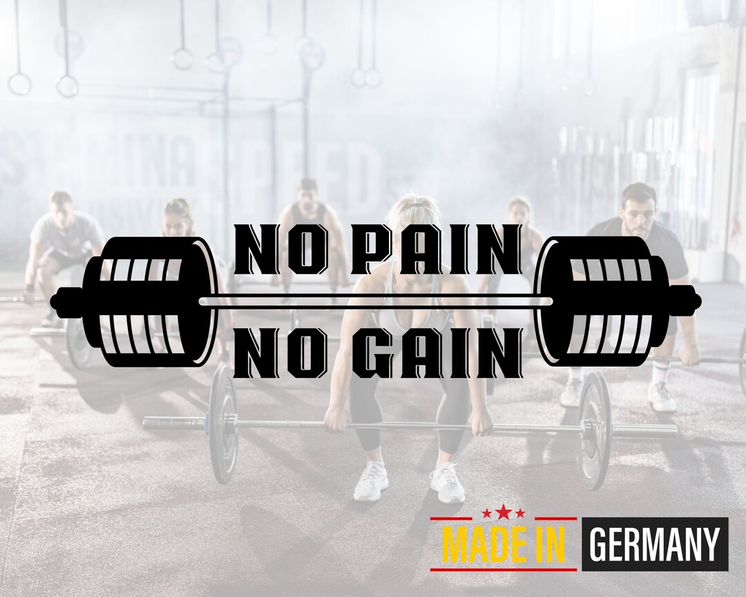 No Pain No Gain Vinyl Sticker – Gym Wall Decal Fitness Saying for Home ...
