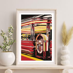 Retro Music Box Poster – Vintage Wall Art for the Kitchen – Instant Download
