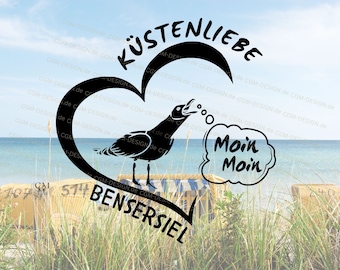 Sticker personalized Moin Moin coastal love seagull