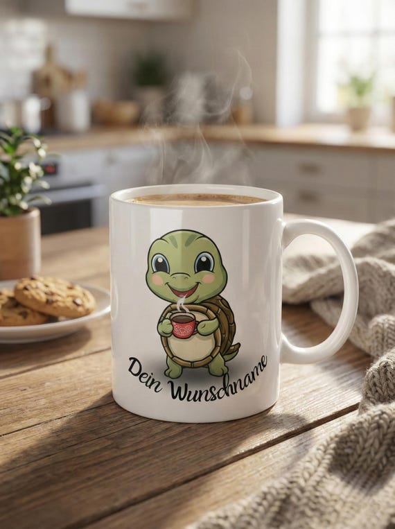 Personalisierte Tasse Schildkröte mit Namen, Süßes Schildkröten Geschenk für Frauen & Kinder, Kaffeetasse Motiv, Becher Geburtstag