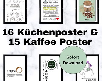 Coffee and Kitchen Poster Mega Bundle - 31 unique designs for instant download