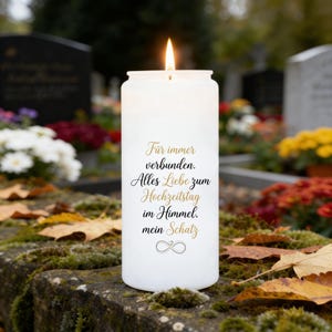 Stickers for grave candles, wedding anniversary in heaven, saying "Forever United" - grave light, mourning candle, partner grave decoration - waterproof, set of 4