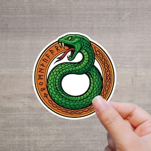 Midgardschlange Jörmungandr Sticker | Bunter Vinyl Aufkleber nordische Mythologie – 4,8x5 cm – konturgeschnitten