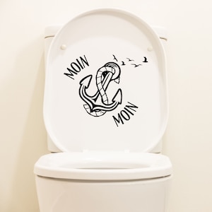 File SVG | Download istantaneo per decorazioni marittime: ancore con gabbiani e “Moin Moin” per coperchi WC, piastrelle e altro
