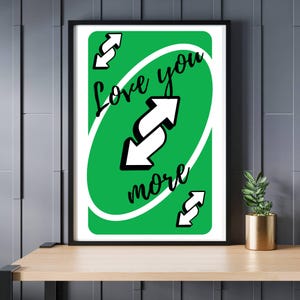 Jogo de arte de parede para impressão e amor: Pôster UNO | da arte da parede baralho | Pôster moderno | Design minimalista
