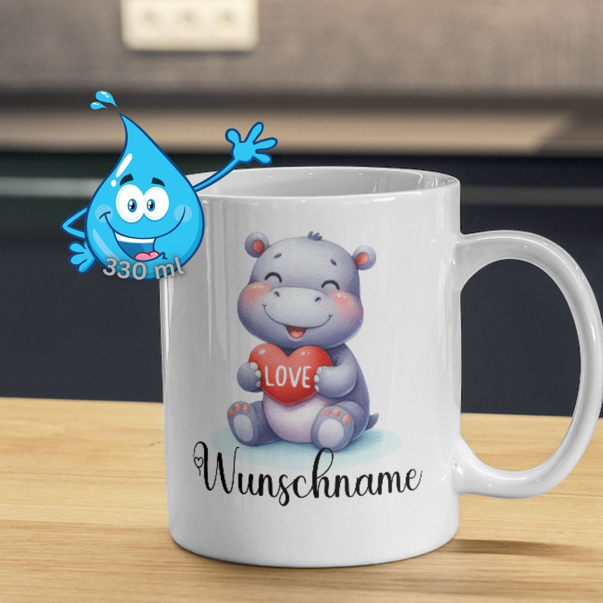 Emaille Tasse Spritziges Nilpferd