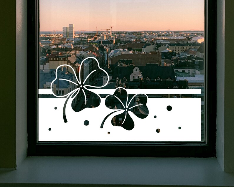 Vinyl sticker window picture with clover leaf self-adhesive decoration for luck and prosperity image 2