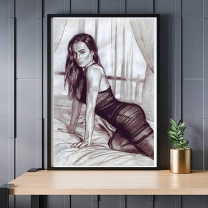 Sensuele vrouwenportretposter - Zwart-witte wandkunst voor de slaapkamer