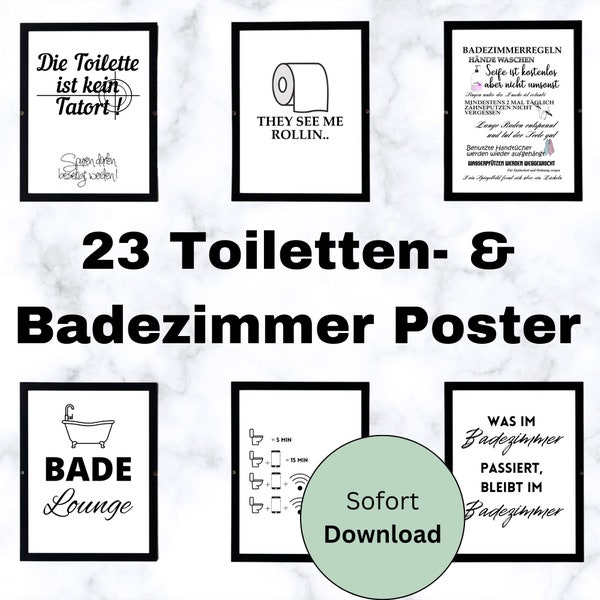 MEGA BUNDLE  zuhause ausdrucken, Klo Poster 23 Humor Poster, printable, WC Sprüche, bitte sitzen bleiben, Badezimmer Poster, Toilette