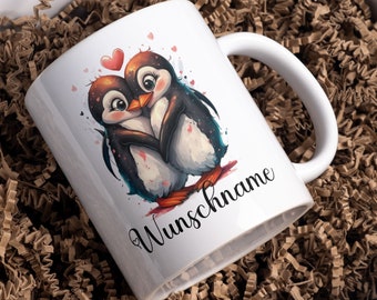 Personalized Mug with Cute Penguin - Perfect Valentine's Day Gift