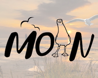 Archivo de plotter MOIN Gaviota SVG Letras marítimas Niño costero Norte de Alemania Pegatina Decoración de caravana Archivo de corte Cricut Silhouette Descarga instantánea