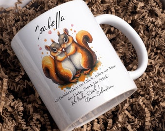 Cup gift Valentine's Day mug personalized with name wedding anniversary gift idea squirrel couple