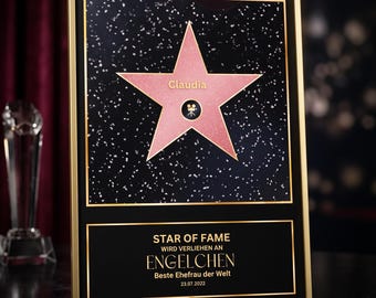 Personalized Hollywood Star Poster • Star of Fame Anniversary Gift • Best Wife Award • Certificate of Love • Gift Idea