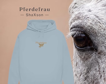 Pferdefrau Hoodie Damen Bio Baumwolle, Geschenk für Reiterin, Eleganter Reitsport Pullover, Stalloutfit Pferdebesitzerin, Pegasus Pferd