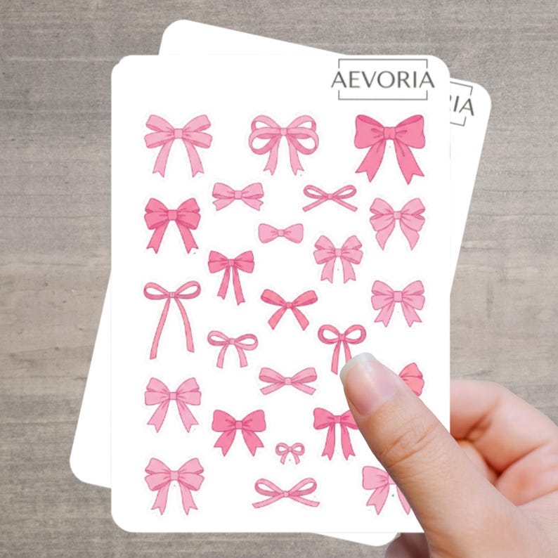 Pink Bow Sticker Sheet | Coquette Bows Vinyl Stickers | Pink Ribbon ...