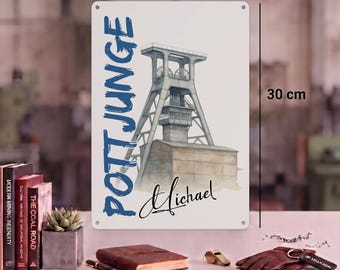 Personalized Ruhr Area Gift • Tin Sign Mine Headframe • Ruhr Area Boy Wall Decor • Mining Souvenir • Love of the Ruhr Area
