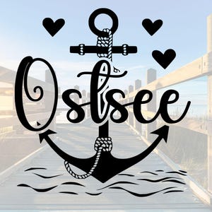 Maritieme vinylsticker – anker, Oostzee & harten, campersticker, caravandecoratie, autosticker, weerbestendig, camper, boot