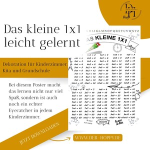 Learn math: The small 1x1 poster - Perfect for the start of school and school enrollment - Learn arithmetic - Learning poster for school beginners
