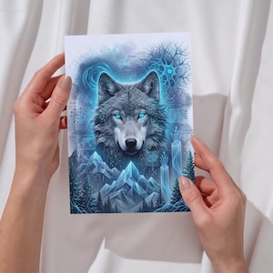 Póster Lobo Arte Cyberpunk Impresión Arte Digital Ciencia Ficción Arte de Pared Regalo para Friki de la Informática Postal de Animal Biomecánico Descarga Tecnología Jugador