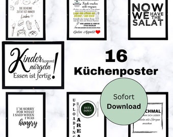 Kitchen Poster MEGA BUNDLE 16 humor prints, printable, decoration sayings, kitchen posters, instant download